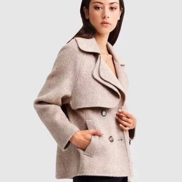 $263 Unworn Belle & Bloom I'm Yours Wool Blend Peacoat in Beige - Picture 3 of 9